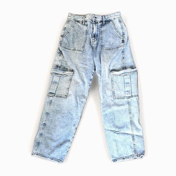Silver Jeans Co Womens Cargo Jeans Size 28 Light Wash Cotton Denim Patch Pockets - Picture 1 of 8